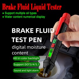 Brake Fluid Tester Pen, Automotive Brake Fluid Moisture Tester, Vehicle Brake Diagnostic Testing Tool, Hydraulic Fluid Liquid Tester Pen Oil Moisture Tester Analyzer Meter for DOT3 DOT4 DOT5.1