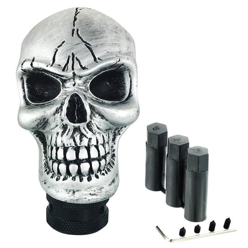 Abfer Silver Stick Shifter Car Gear Shift Knob Skull Shifting