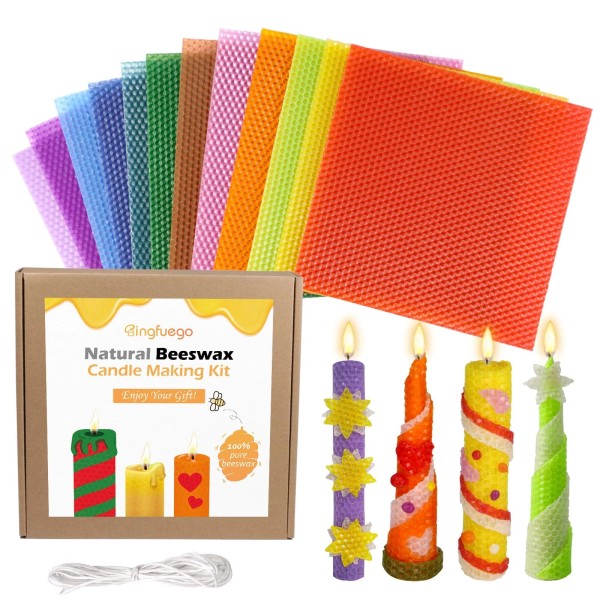 Bingfuego Beeswax Candle Making Kit for Kids - 12 Sheets