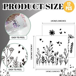 arricraft 12 Sheets Flower Border Rub on Transfers for Crafts, 12 Styles Wildflowers Decals PVC Stickers Rub on Decals for Home Window Furniture Wood DIY Craft
