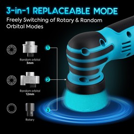 CAR SHIELD Mini Polisher, 1.2/2 Inch Mini Buffer Polisher with 2pcs 12V 2.0Ah Batteries, RO/DA Micro Cordless Polisher with 11 Variable Speed, Mini Polisher for Detailing and Polishing