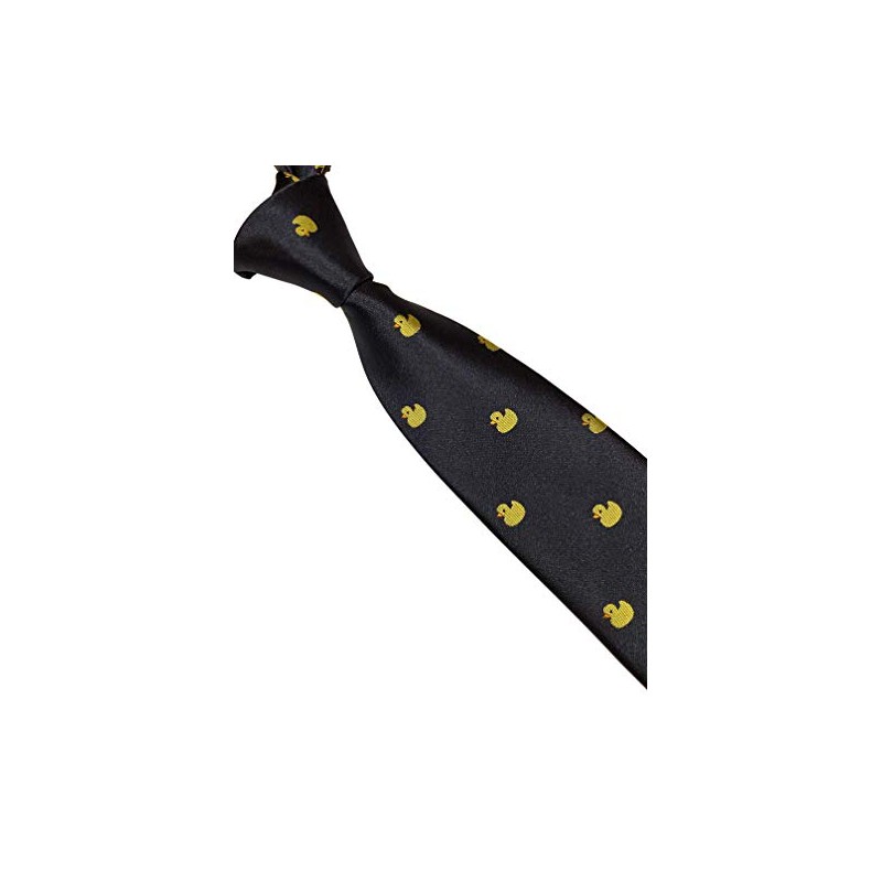 Frederick Thomas navy men-s tie with yellow rubber duck embroidered