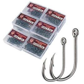 QualyQualy 1000pcs Carbon Steel Fishing Hooks W/Portable Plastic Box, Assorted Small Fishing Hooks Set for Freshwater/Seawater