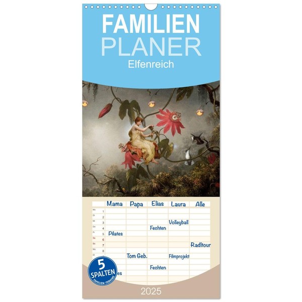 Family Planner 2025 - Elf Kingdom with 5 Columns (Wall