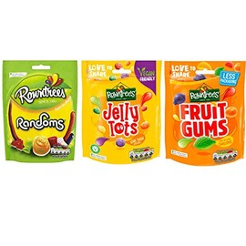 Rowntrees Fruit Gums, Jelly Tots & Randoms for Sharing - 150g Pouches x 3