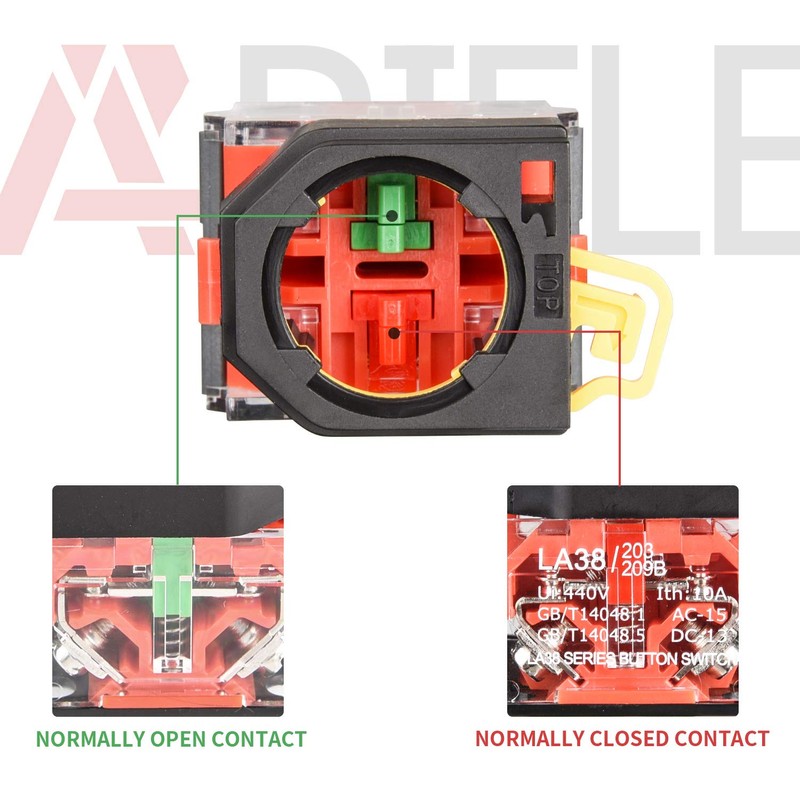 APIELE 22MM Momentary Push Button Switch 1NO 1NC Metal Head