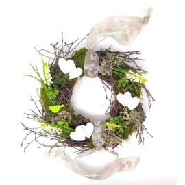 CreaFlor Home Door Wreath with Hearts, Diameter 30 cm with Muscari Green