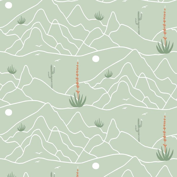Elana Gabrielle - Peel and Stick Wallpaper, Boho Desert Wallpaper for Bedroom, Powder Room, Kitchen, Vinyl, 30.75 Sq Ft Coverage (Desert Afternoon Collection, Sage)