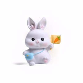 Houhil,Cute Mini Rabbit Ornament,Rabbit Doll Figurine, Resin Art Desktop Bookshelf Decoration for Living Room entryway Table, Dining Table, Office Bookshelf.