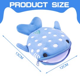 HTTDSLF Pack of 4 Whale Shark Plush Coin Purse, Zipper Mini Cartoon Bag, Mabor Cute Kawaii Wallet, Cute Wallet, Whale Shark Coin Purse, for Coins, Small Items