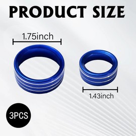Clwalny 3PCS AC Air Conditioner Switch Button Knob Cover, Aluminum Alloy Trim Radio Volume Control Knob Ring, Car Interior Accessories for Dodge Challenger Jeep Grand Cherokee Chrysler(Blue)