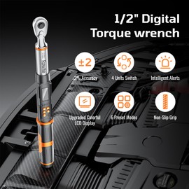 Fanwiike Digital Torque Wrench – High-Precision Electronic Torque Wrench with 7.38-147.5 ft.lb/10-200N.m Range, ±2% Accuracy, 1/2 Drive Ratchet Head