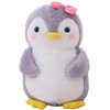 Cute Plush Penguin with Bow 25cm Grey White