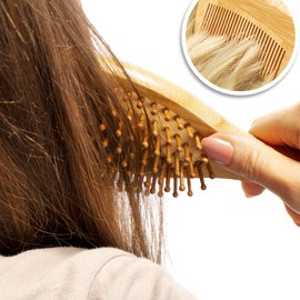 COM-FOUR® 3-piece premium hair care set, all-purpose brush and two bamboo styling combs, bamboo hair brush and hairdressing comb for all hair types (3-piece combs + brush)