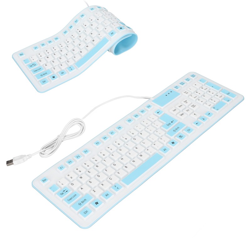 Foldable Silicone Keyboard 106 Keys Waterproof Dustproof Foldable USB Wired
