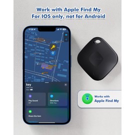 Yipoyilo Smart Air Tracker Tag, Luggage Tracker Key Finder Compatible with Apple Find My (iOS Only), Left Behind Remind, 1 Lanyards, Tracker Tag for Key Luggage Bag 1 Pack Midnight Black