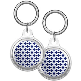 XtremePads Case, Compatible with Apple Airtags Finder - Protective Soft TPU Keychain Cover, for Pets, Bags, Keys ( Flower Blue White Tile )