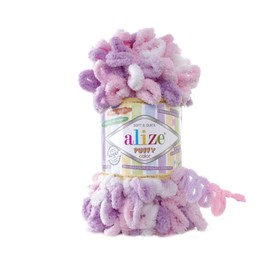 Alize Puffy Farbgarn für Babydecke, 5 Knäuel, 500 g, 50 m, 100 % Micropolyester, weiches Garn, Babydecke, Handstrickgarn, Super Chunky Bulky Woven Worested Garn (6051)