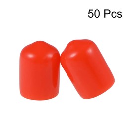 uxcell 50pcs Rubber End Caps 9.5mm(3/8-inch) ID Vinyl Round Tube Bolt Cap Cover Screw Thread Protectors Red