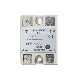 MURVE Solid State Relay SSR 10AA 25AA 40AA AC Control AC White Shell Single Phase Without Plastic Cover Input AC 90-250V (Size : SSR-40AA)