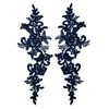 2 Pieces Extra Large Embroidered Bridal Lace Applique Trim Motif