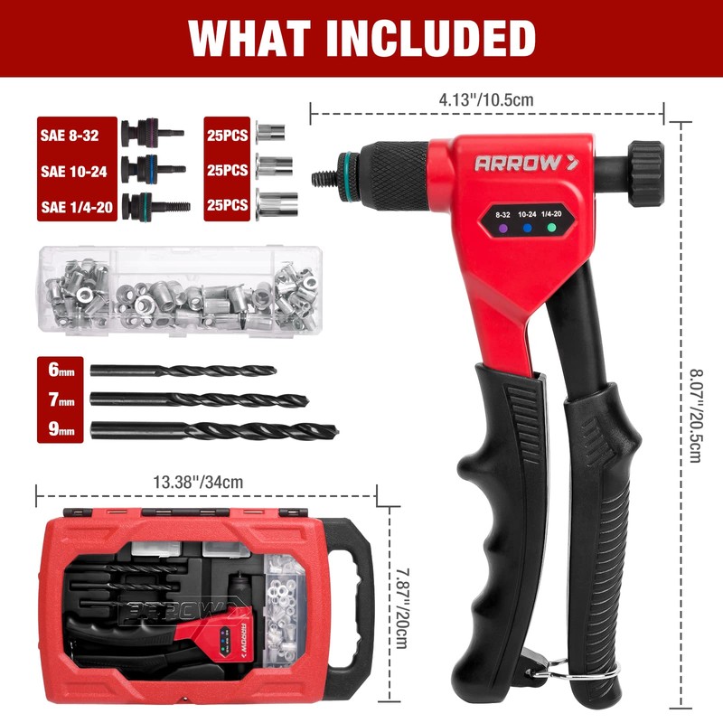Arrow Rivet Nut Tool, 8" Rivet Nut Gun Kit Designed