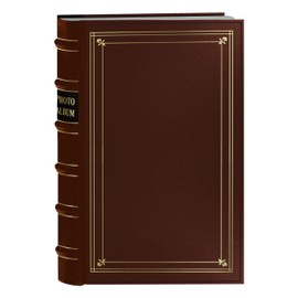 Pioneer Photo 204-Pocket Ring Bound Photo Album for 4 by 6-Inch Prints, Tan Bonded Leather with Gold Accents Cover