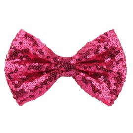 Neptniopllab Dark Pink Shiny Sequin Bow Tie for Men Sparkling Pre-Tied Bowtie Glitter Christmas Birthday Party Fancy Dress