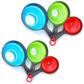 2 Set, 6 Pack Funnel, Funnels for Filling Bottles, Dokpod Kitchen Funnels for Kitchen Use, Canning Funnel, Wide Mouth Funnel, Collapsible Funnel, Silicone Funnel, Small Large Funnel Set, Funnels