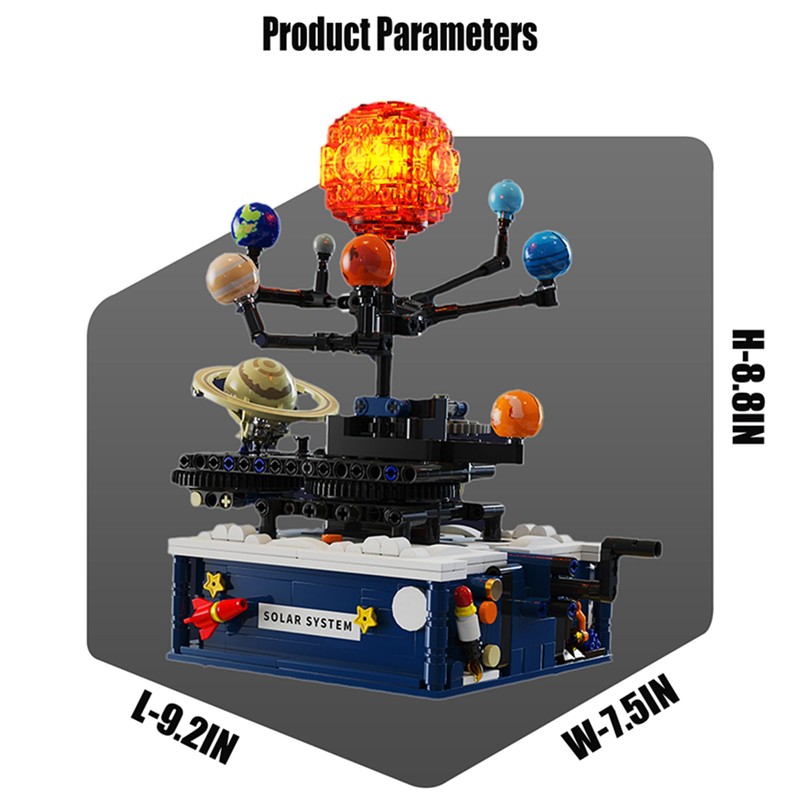 Solar System Building Kit with Lights - Spinning Space Exploration