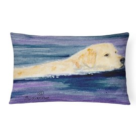 Caroline's Treasures SS8814PW1216 Golden Retriever Canvas Fabric Decorative Pillow Machine Washable, Indoor Outdoor Decorative Pillow for Couch, Bed or Patio, 12HX16W