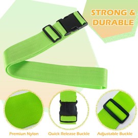 Aieino Luggage Straps 4 Pack, Heavy Duty Suitcase Straps 2m Adjustable Baggage Packing Belts Quick Release Buckle for Travel Bag Accessories, Orange and Green