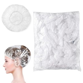 Aurooooa 50 Pcs Disposable Transparent Waterproof Shower Cap for Hair Coloring Hot Spa Hair Dyeing Bath, Hair Salon, Cooking, Work, One Size Fits Most, Unisex