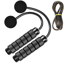 LEKEONE Ropeless Jump Rope,Switchable Dual Mode Ropeless and Corded Jump Rope With Memory Foam Handle Adjustable Skipping Jump Rope for Adult and Children Fitness Training Tool (Black)