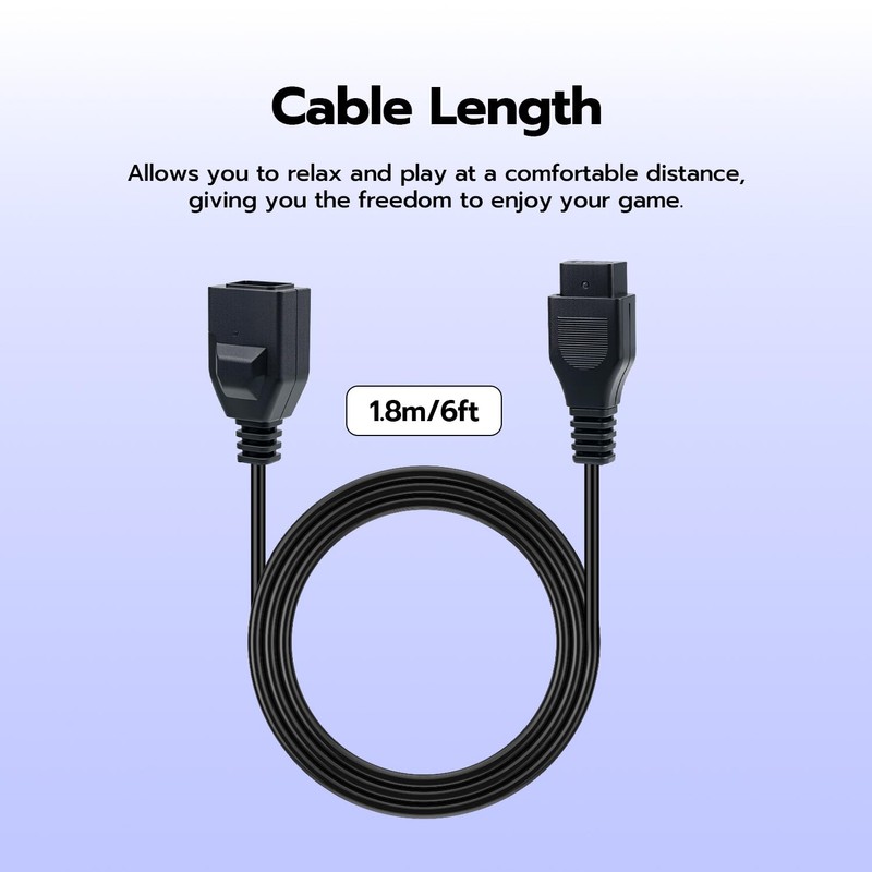 Mcbazel 2 Packs 1.8m/6ft Controller Extension Cable for Sega Genesis