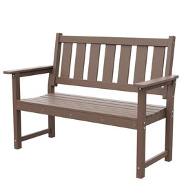 ACUEL HDPE Memorial Bench – 50'' Weatherproof Durable Outdoor Bench, 2-Person Park Bench, Easy to Move, Multi-Purpose Design Ideal for Porch, Patio, Church, and School (Brown)
