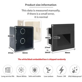 Arotelicht 4Pack 3W LED Recessed Wall Light,120V Step Lights Warm White 3000K, IP65 Waterproof Stair Light Staircase Light lamp, Inside Outside Balcony Corridor, Aluminum,Black