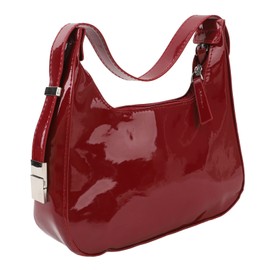 Women Underarm Bag Fashionable Glossy Surfaces PU Leather Shoulder Messenger Bag for Party Red Large Size