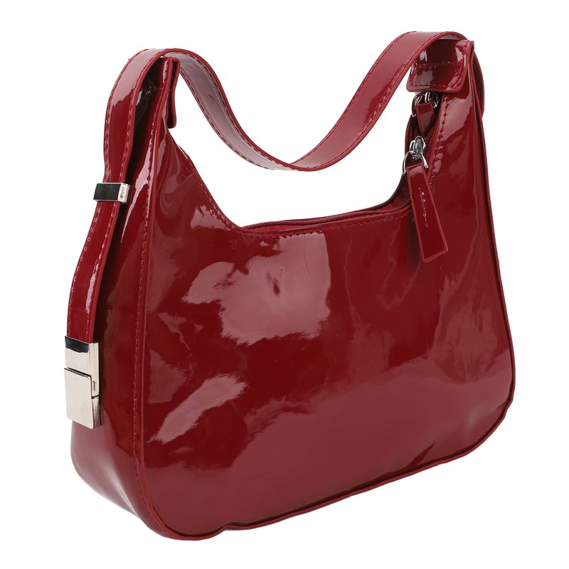 Women Underarm Bag Fashionable Glossy Surfaces PU Leather Shoulder Messenger