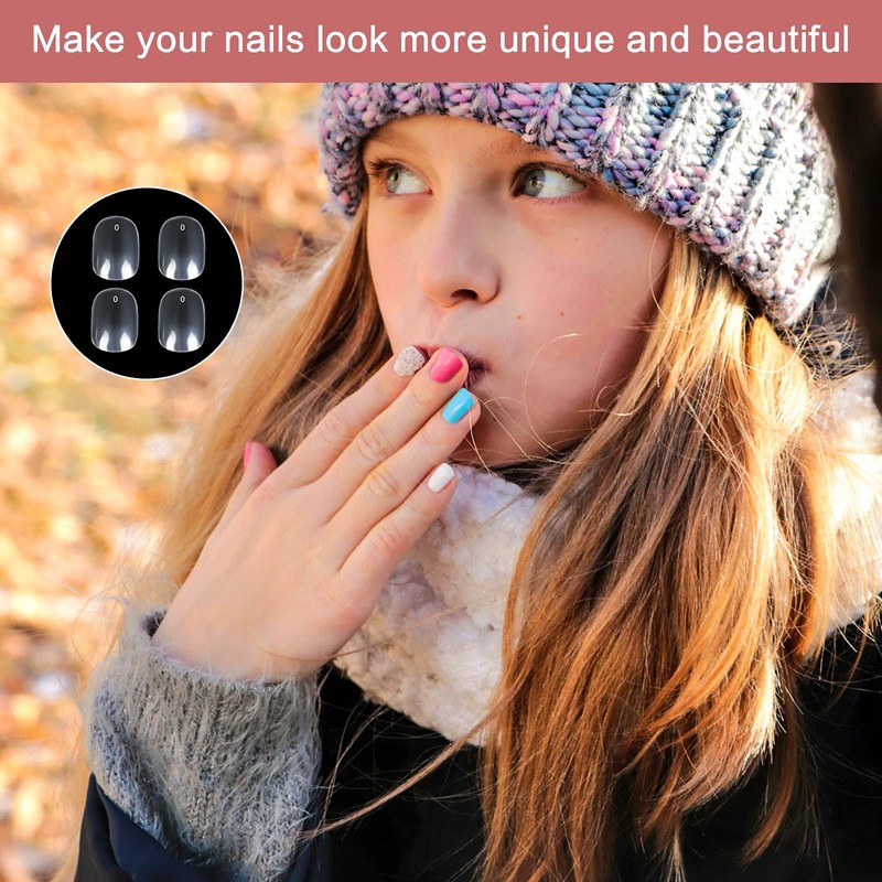 600 PCS Children False Nails, 10 Sizes Clear False Nails