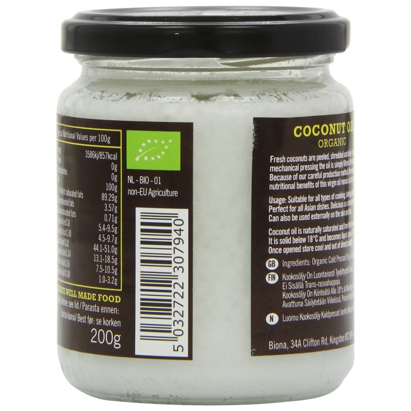 Biona Huile de coco vierge organique, 200g