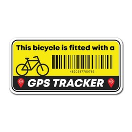 2 x Bike Fitted with GPS Tracker Vinyl Stickers - Bicycle Warning Notice Thief Deterrent Accessories Label Sticker - Size 85mm x 43mm #82166
