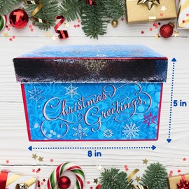 Ja'cor Large Christmas Gift Box with Lid, Blue Holiday Gift Wrap for Presents, Nesting Christmas Boxes for Gifts, Party Favors Storage & Decor, Empty Candy Containers (Snowflakes)