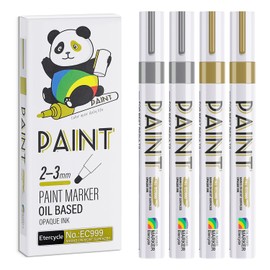 Etercycle Permanent Markers Paint Pens, Oil Based Quick Dry Paint Markers on Almost Anything, Gold Silver Paint Pen for Rock Painting, Metal, Fabric, Wood, Stone, Mugs, Canvas, Glass