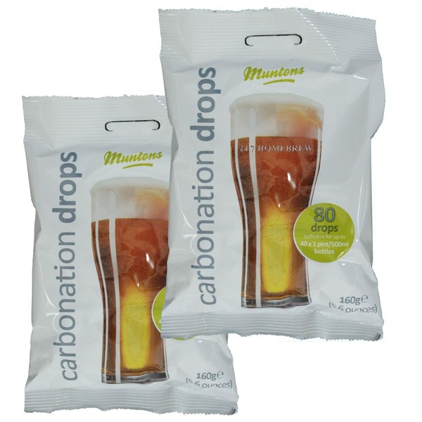 2x Muntons Carbonation Drops 80 160g Sugar Tablets for priming beer & cider