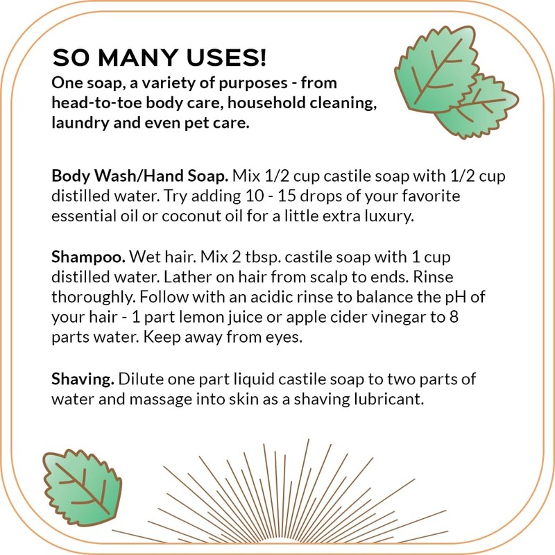 Quinn's Pure Castile Organic Liquid Soap, 32 ounce (Peppermint)