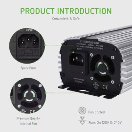 VIVOSUN 1000w Dimmable Digital Electronic Ballast for Hydroponic