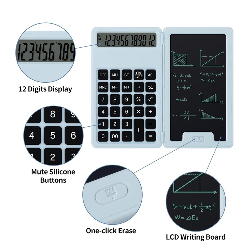 Desk Portable Basic Calculator with Notepad and Stylus, 12 Digit
