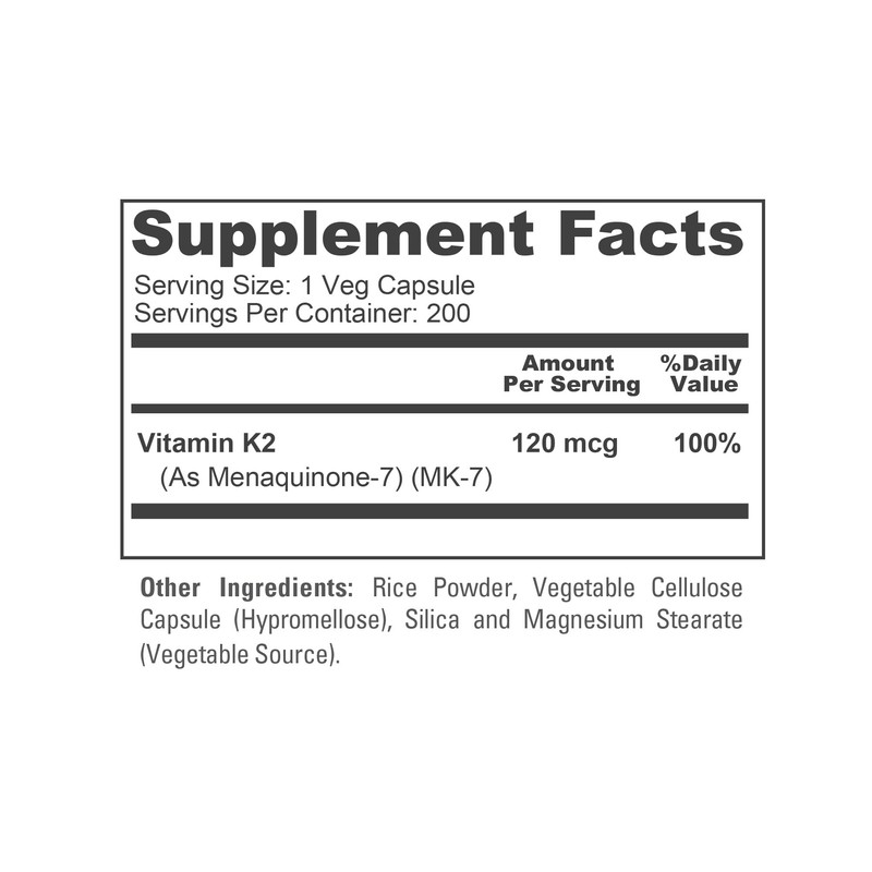 NusaPure Vitamin K2 MK7 120 mcg 200 Veggie Caps (Soy