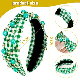 St.Patrick's Day Headband for Women Green Lucky Shamrock Headband Pearly Knotted Women Headband Fashion Elegant Ladies Hair Band Irish Holiday Gifts